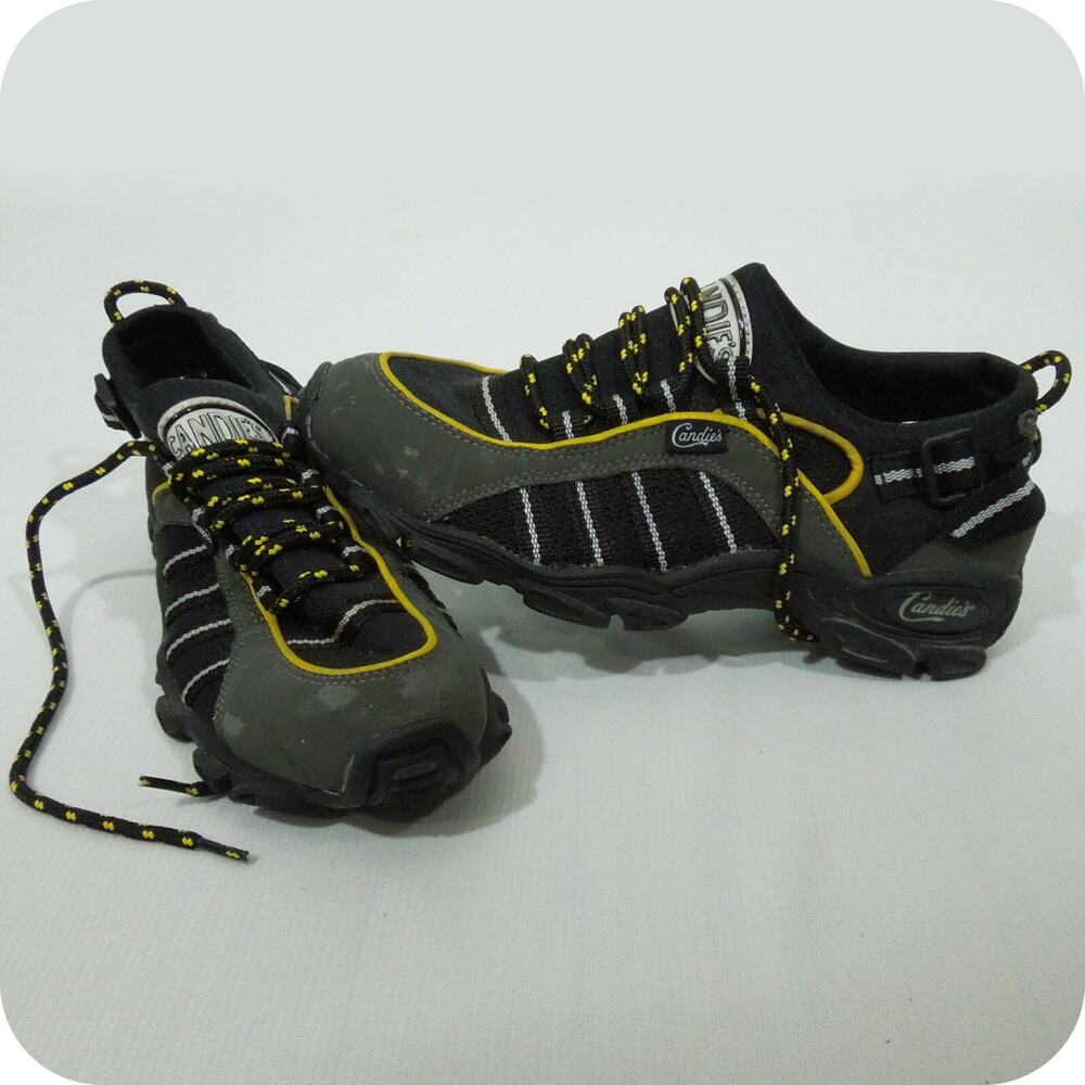 CANDIE'S Shoes size 7.5 M Womens Camping Hiking Black Yellow Lace